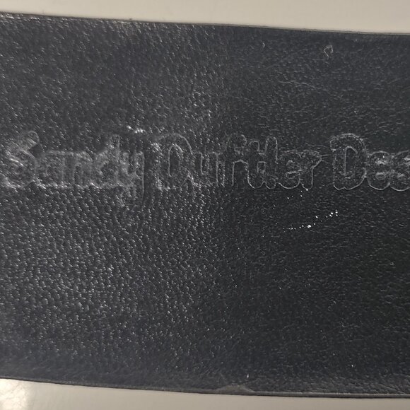Sandy Duftler Brown Leather Skin Tapered Vintage Silver Buckle Belt 45\
